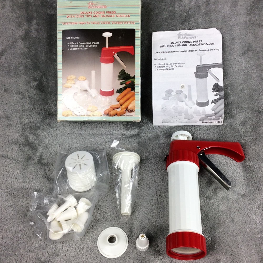 Vtg Sunware Cookie Press‎ Holiday Cookie Baking Christmas Sausage Original Box